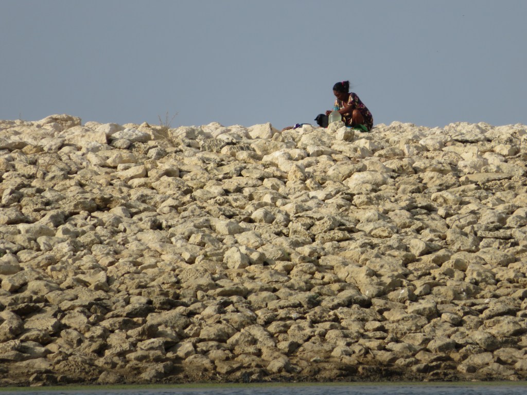 Woman at Flamingo Pool in La Guajira